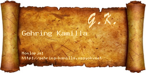 Gehring Kamilla névjegykártya